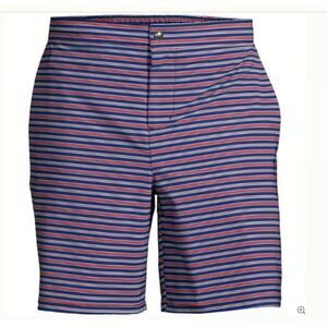 swimsuit new lands' end mens xxl 2x swim trunks blue striped swim board shorts